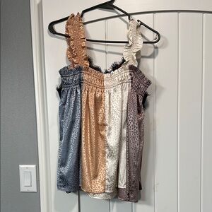 Multicolor Leopard Print Ruffle Strap Top